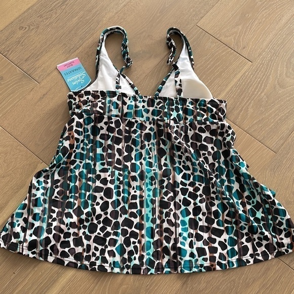 Nwt Swim Solutions FLOATING ISLAND V-Neck Ruffled tankini Swim Top - 8 - Picture 2 of 4